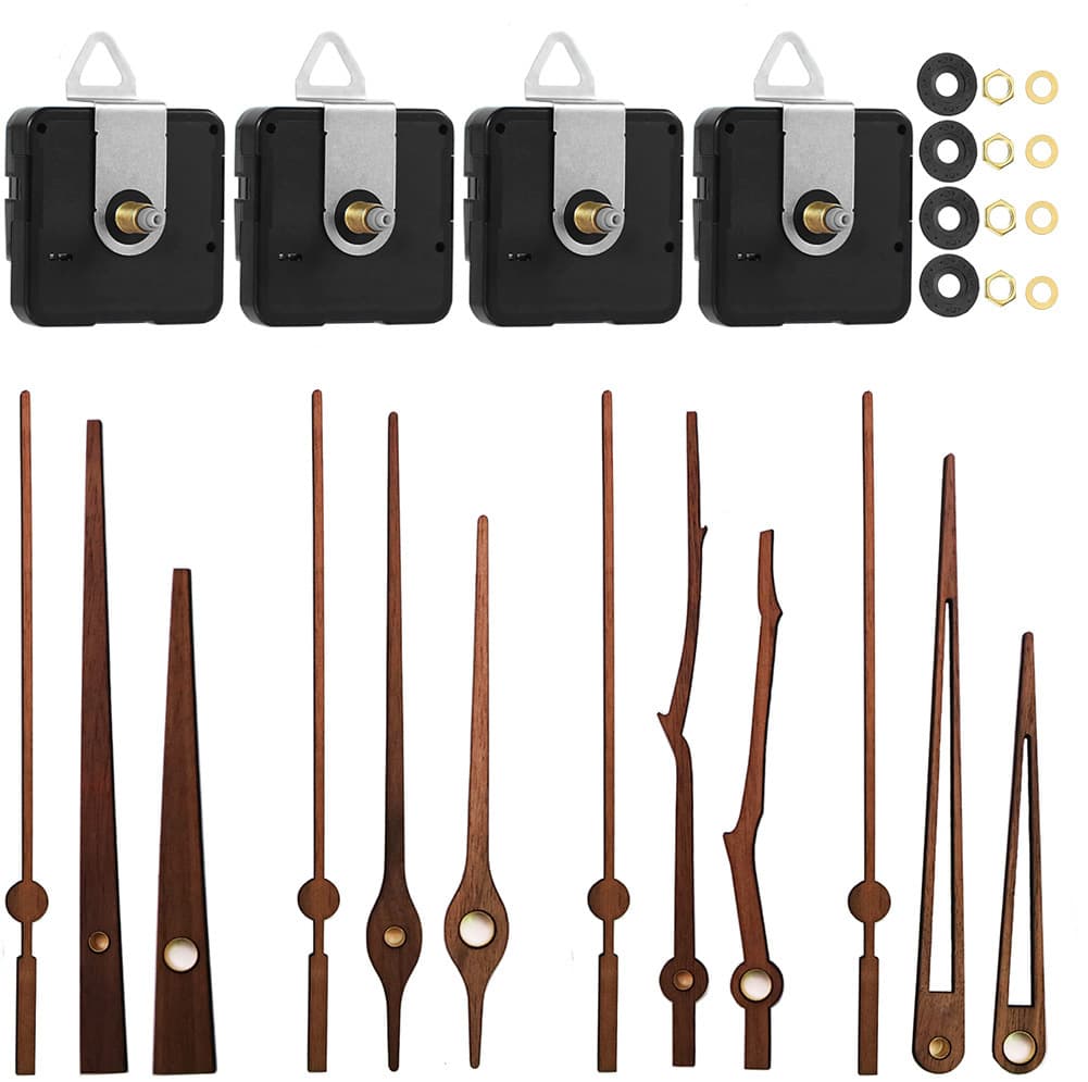 Cross-border spot DIY clock accessories, 4 sets, black walnut wood hands, silent quartz wall clock movement.