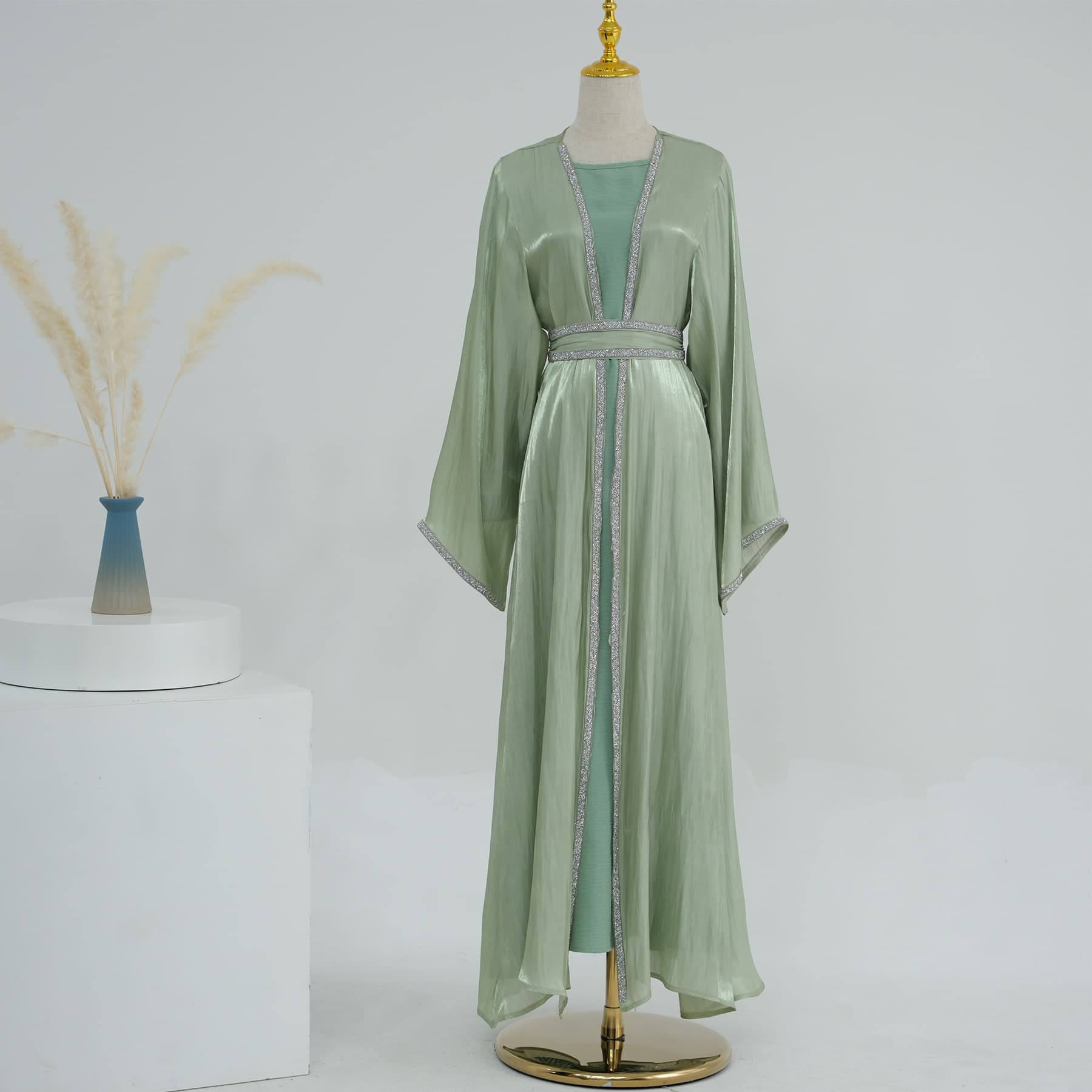 Plain Trimmed Elegant Cardigan + Inner Top LR699 + LR593