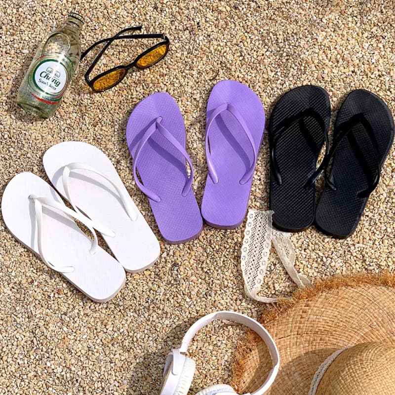 Jingchen Shoes Women's Flip-Flops Summer Outerwear Black Flip-Flops Bathing Beach Beach Swimming Cool