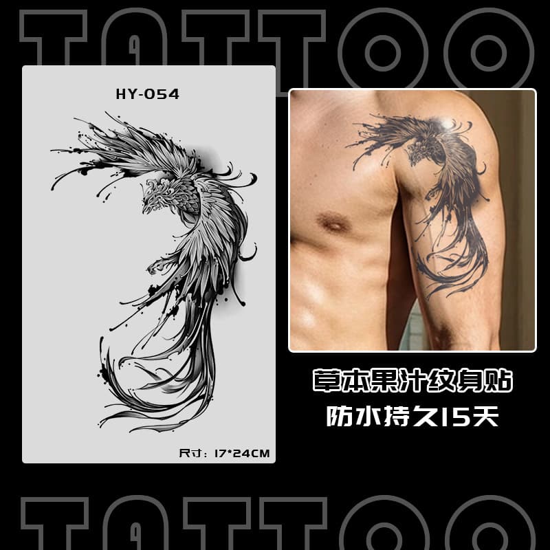 Juice herbal Japanese traditional temporary tattoo stickers, waterproof, long-lasting, for men's arms, personalized, high-end, large-format designs.