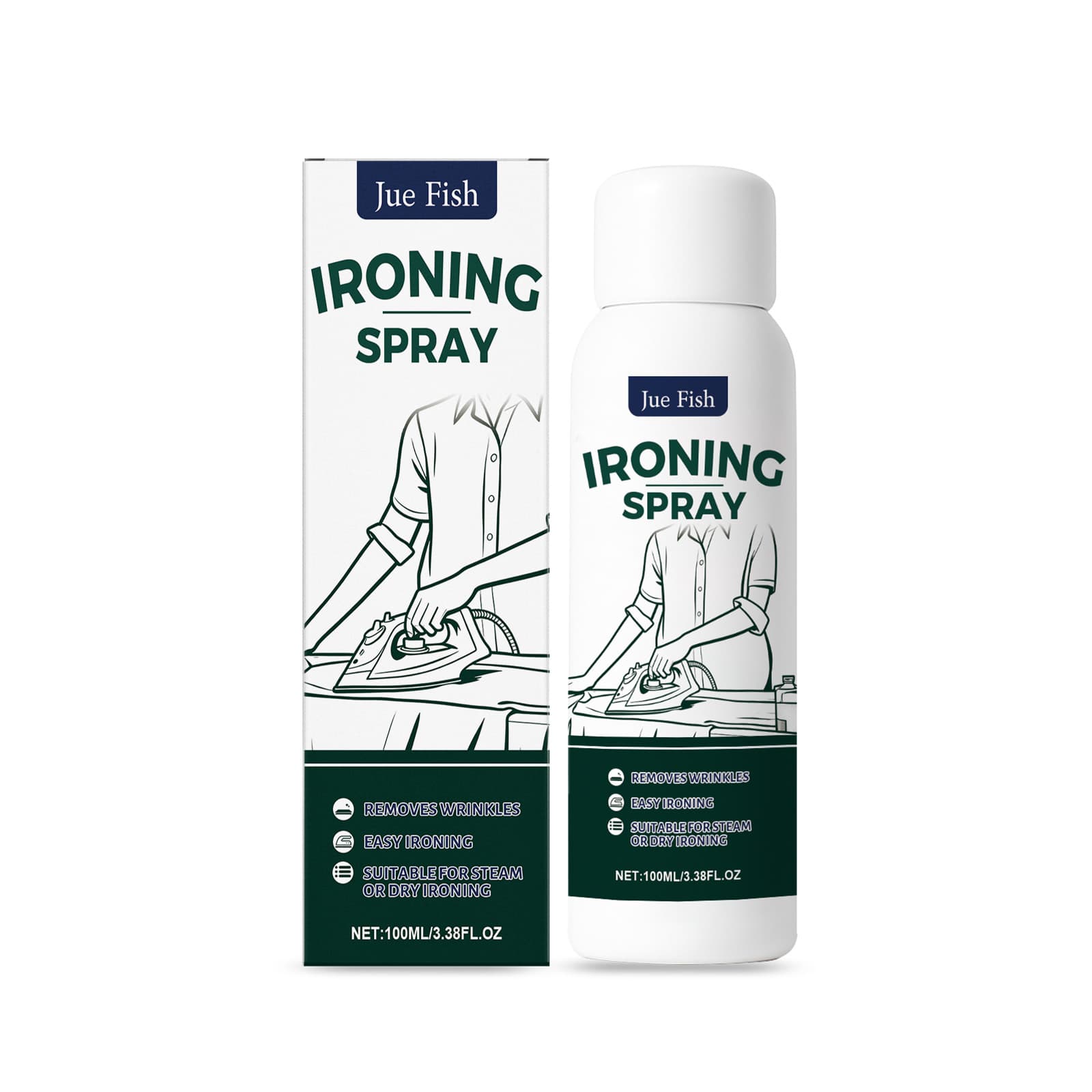 JUE FISH Clothing Ironing Spray - Care for Clothes, Smooth Shirt Wrinkles, No Ironing Needed, Convenient for Travel and Business Trips