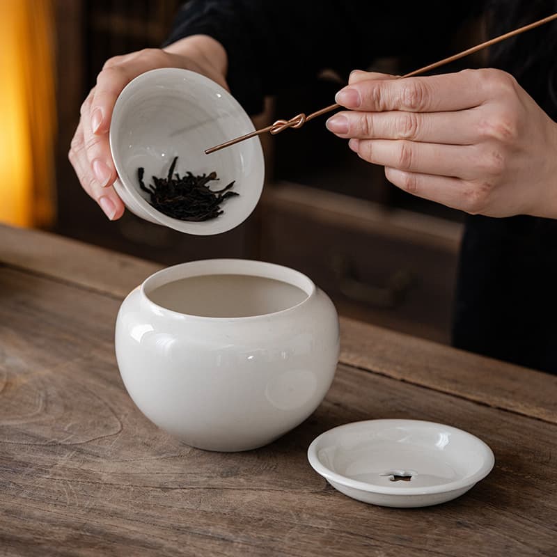 Plant Ash Xiangyun Jianshui Ceramic Tea Rinse Tea Residue Jar Water Container with Lid Chinese Style Home Tea Set Cup Washer Tea Accessories