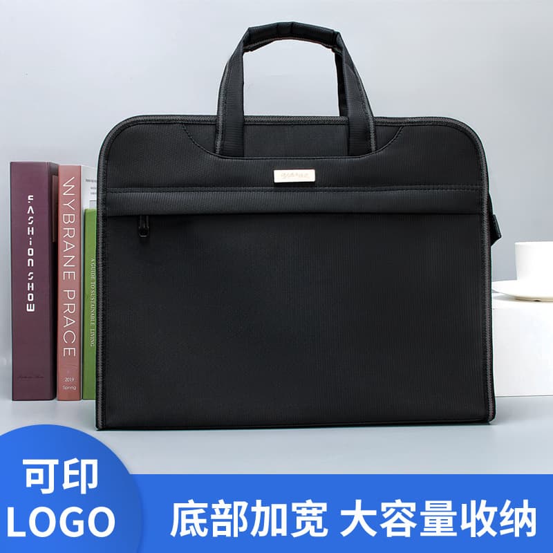 Portable file bag business high-end canvas file bag large capacity waterproof Office conference briefcase printing