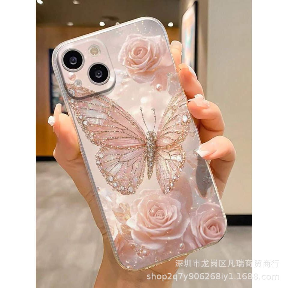 Butterfly Rose Case for Apple 16 Pro Max Phone Case iPhone 11/12/13/14/15/XR/XS Max Protective Cover