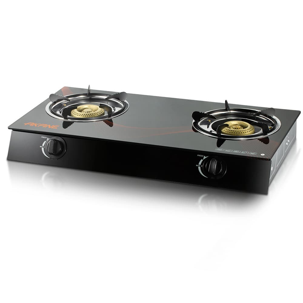AKANE Tabletop Glass Gas Stove with Flameout Protection, Dual Burner, Swirl Flame, High Power, for Home Use, Cross-Border
