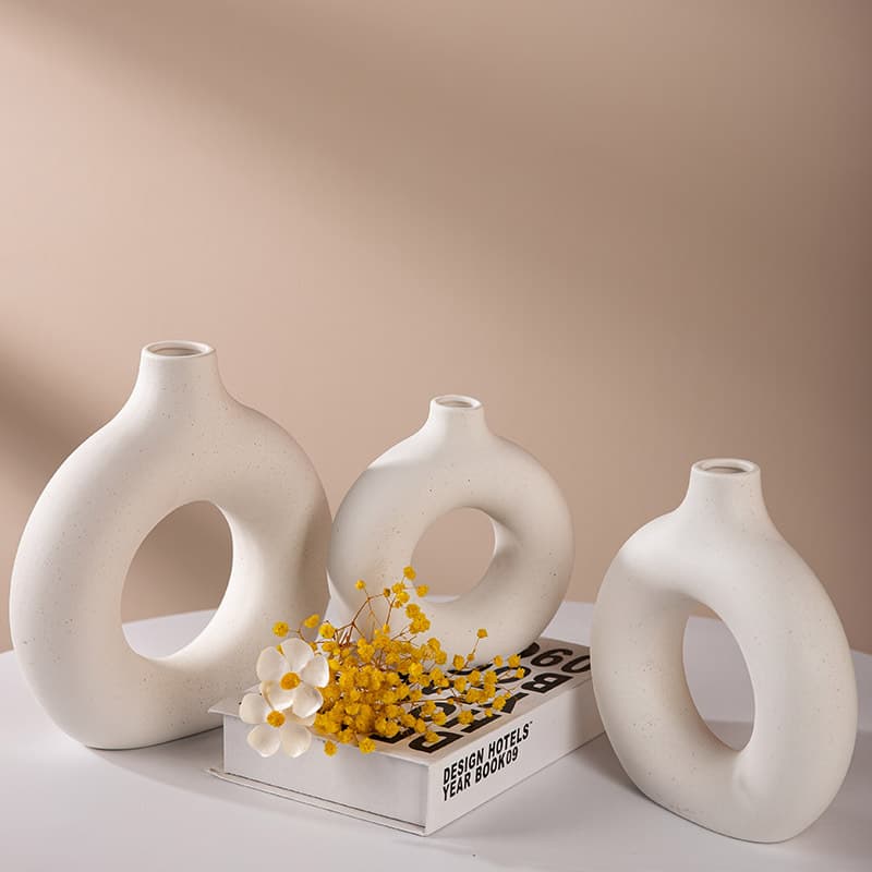 Lemeng Nordic ins Donut Ceramic Vase Home Decoration Living Room Homestay Flower Artistic Decorations