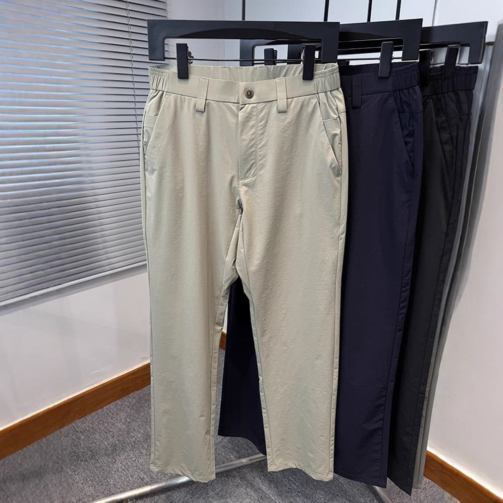 2025 Summer New Style Ice Silk Business Casual Pants for Men, Middle-aged Men's Thin Straight Leg Loose Long Pants