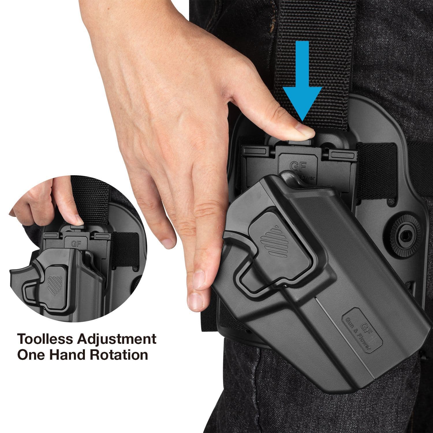 Gun Prop Plastic Polymer Universal Thigh Holster with Rotating Quick-Release (Compatible with 100+ Models)
