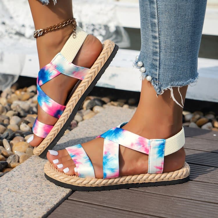 Women's Sandals 2023 Spring New Flat Student Roman Sandals Beach Sandals Soft Sole Cross Strap Plus Size Women's Shoes