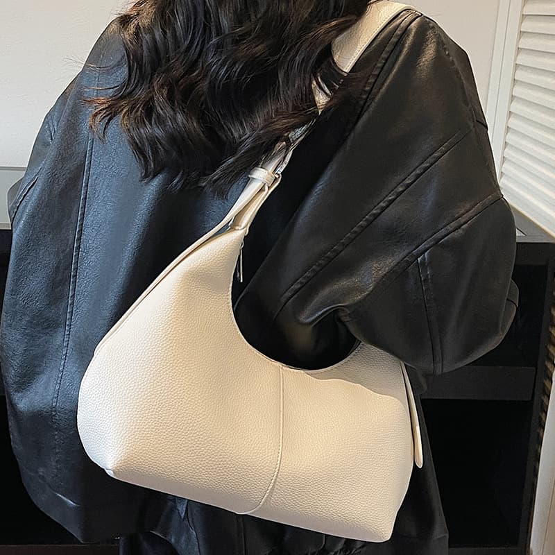 Cross-Border Large-Capacity Trendy Solid Color Underarm Bag for Women 2026 New Style Fashionable Personality Commuter Shoulder Crossbody Bag