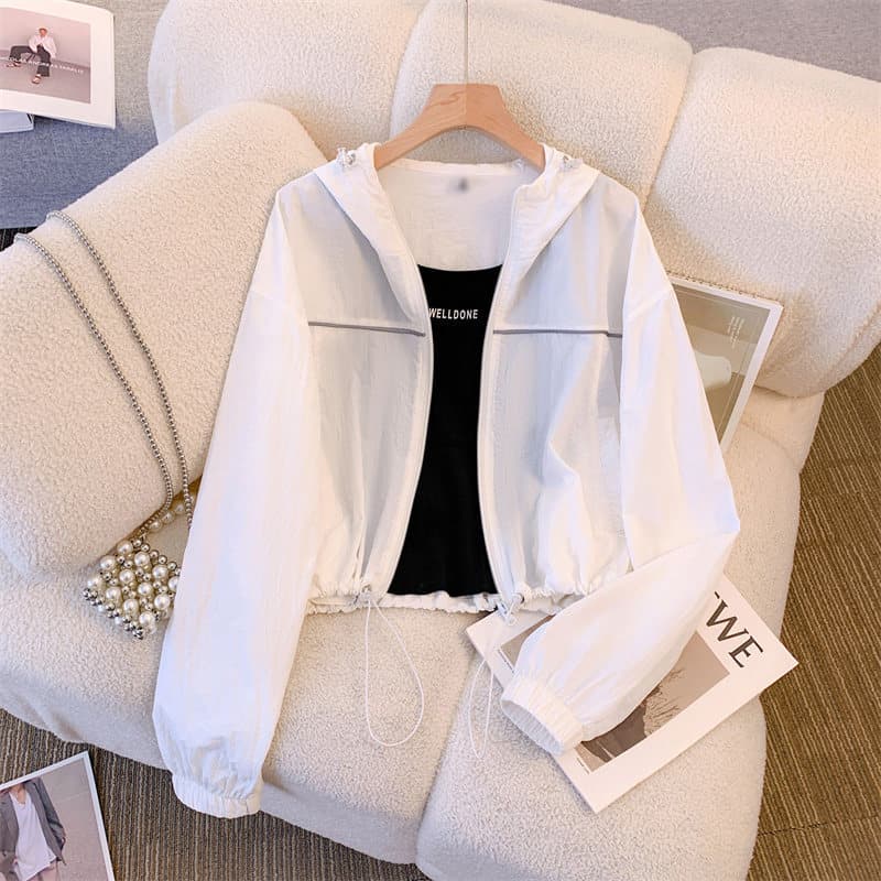 2026 Summer Short Sun Protection Jacket for Women, Ice Silk Cropped Casual Cardigan, Breathable Thin Sunscreen Coat