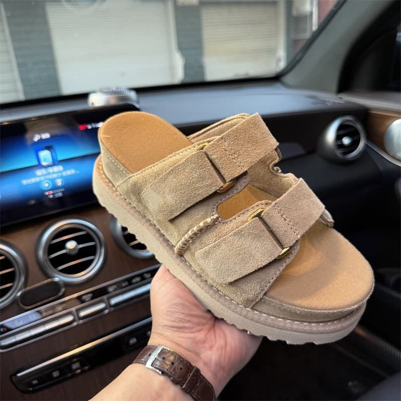 Wedge Heel Sandals for Women 2025 Summer New, Leather Comfort Soft Sole Height Increase Velcro