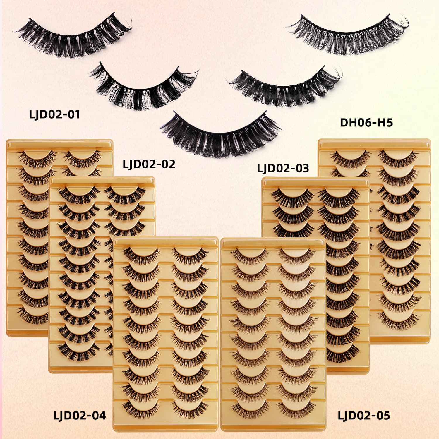 One-Piece 10 Pairs of Russian Volume False Eyelashes European and American Cross-Border Thick Curling Black Stem False Eyelashes Glue Style