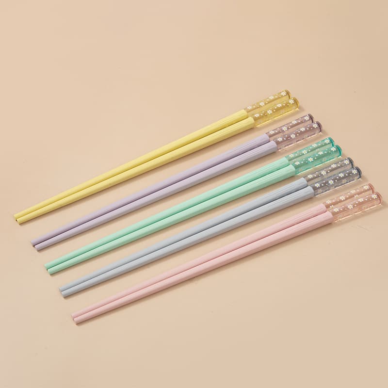 Colorful Amber Cherry Blossom Alloy Chopsticks High Temperature Anti-slip Anti-mildew Creative Japanese and Korean Household Alloy Chopsticks