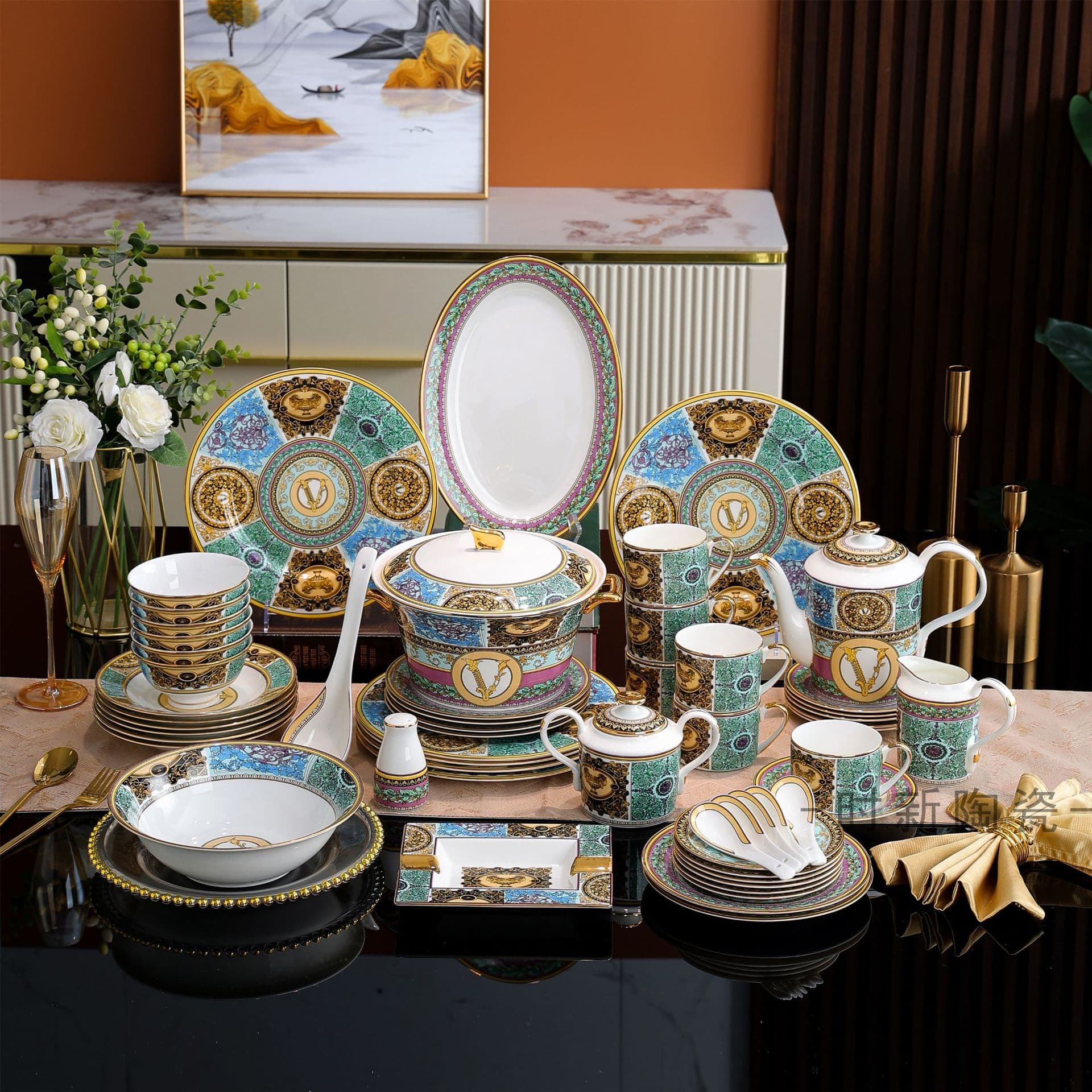 European Style Light Luxury Bone China Western Food Bowl Tableware suit Gift Box Packaging Home Housewarming Gift Giving High-end Household Bowl
