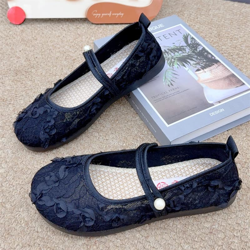 2025 New Summer Old Beijing Cloth Shoes Women's Fashion Western Style Single-layer Shoes Soft-soled Lightweight Bean Shoes Comfortable All-match