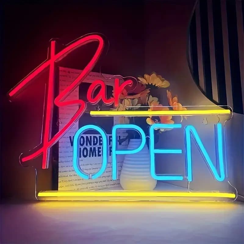 Cross-border LED neon sign for coffee shop, bar, barbershop, open storefront sign with glowing light