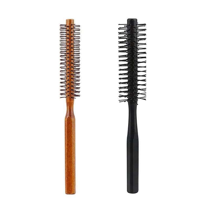 Hair salon wooden round brush, home use beauty hair root volumizing comb, small wooden round brush for bangs inward curling comb, cross-border
