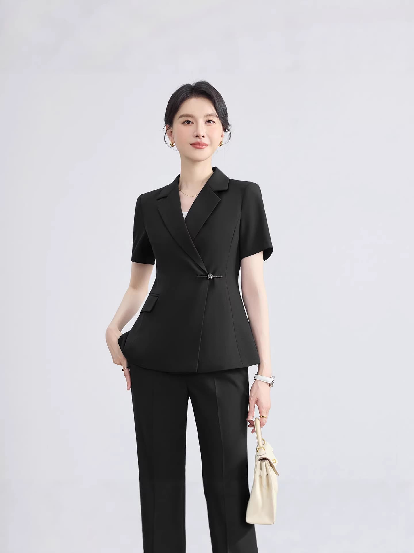 Summer Short Sleeve Business Suit Small Blazer for Women Pants Skirt Set Cross-Border Wholesale Commute Fashion