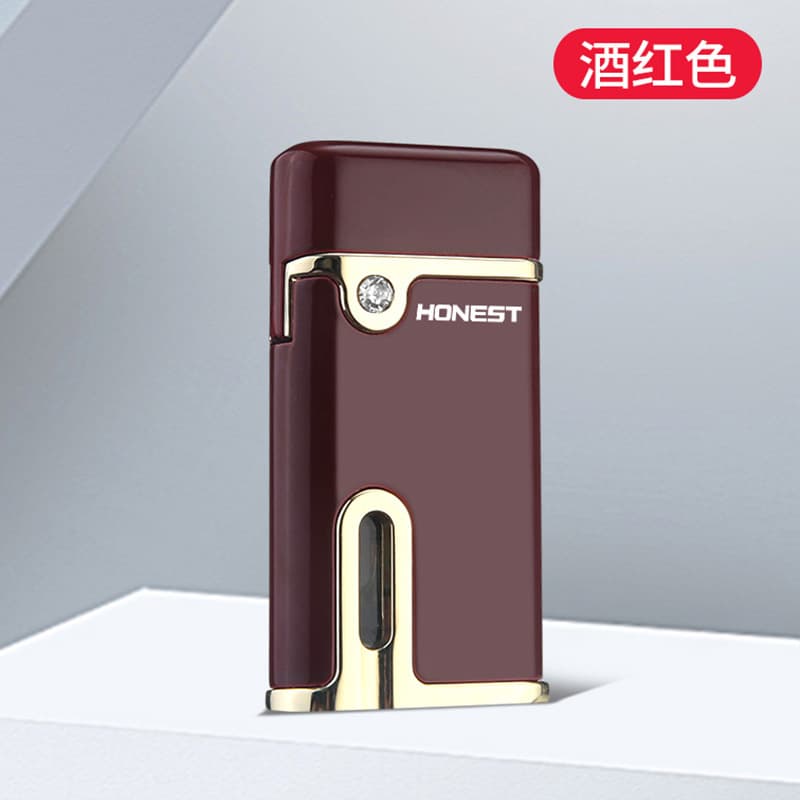 Baichengjiayue Windproof Direct-Flush Metal Lighter with Red Flame and Light - A Gift for Your Boyfriend
