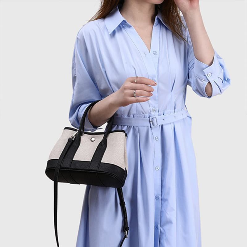 Color-block Garden Bag Premium Canvas Handbag Women 2026 New Commuter Shoulder Mini Crossbody Bag