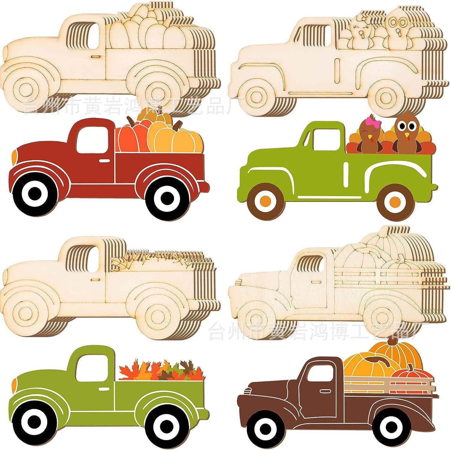 Thanksgiving Wooden Hollow Pumpkin Truck Decoration Autumn Harvest Festival Wood Chips Christmas St. Patrick's Day