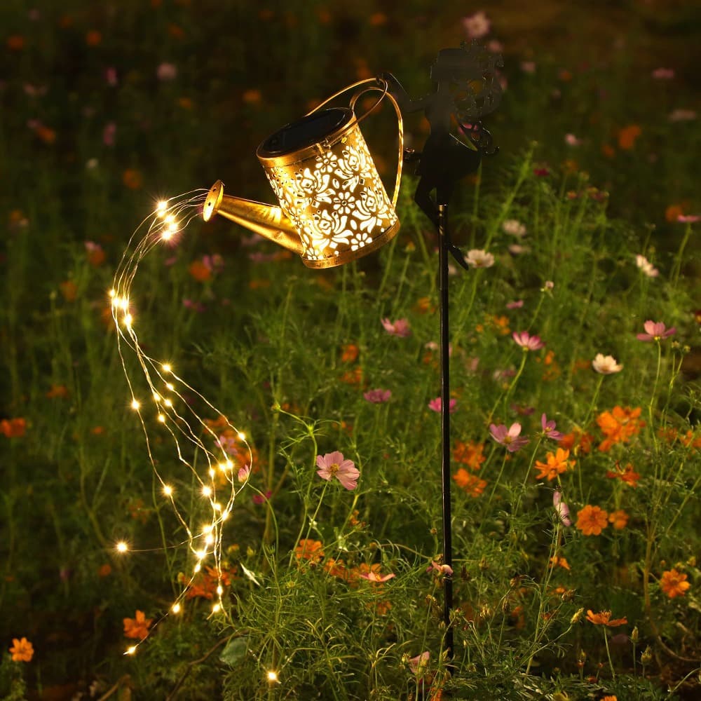 2025 New Cross-Border Solar Outdoor Garden Spotlight Iron Art Waterfall Light Landscape Decorative Light