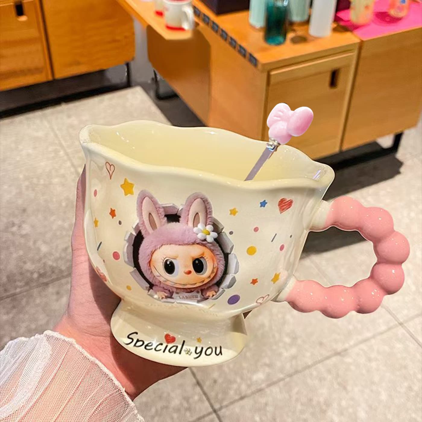 High Appearance Labubu Mug Birthday Gift Ceramic Cup Cute Drinking Cup Women Couple Creative Gift Box