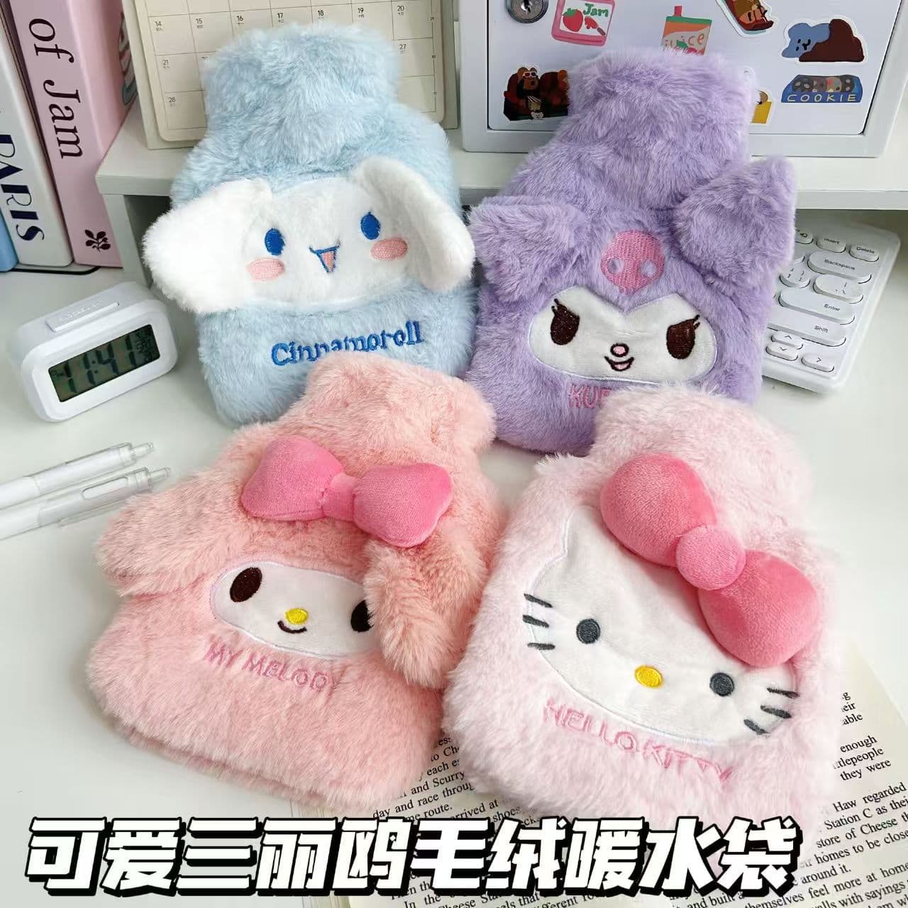 Sanrio Cartoon Water-Filled Hot Water Bottle Ins Cute Plush Warmer Thick Inner Liner My Melody Hand Warmer