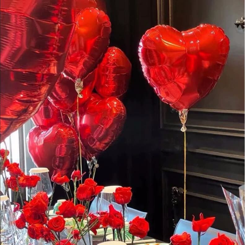 18 Inch Heart Foil Balloons in Pink, Rose Red, Purple, Silver, Black Blue & Macaron Colors for Birthday