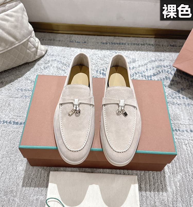 2026 Spring/Summer New Old Money Style LP Loafers Women's Flat Casual White Sole Slip-On Shoes