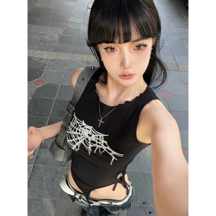 Modal American High Street Camisole Top, Summer Slim Fit Vest, Asymmetric Design
