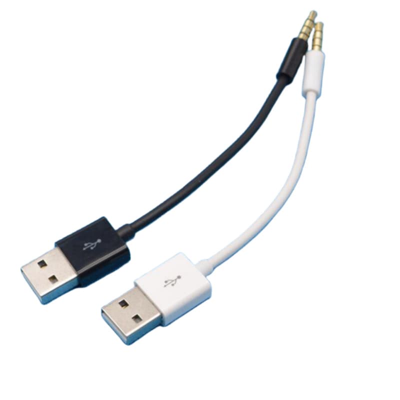 iPod MP3 Clip Data Cable Shuffle 2nd Gen Charging Audio Cable USB to 3.5mm Data Cable Black