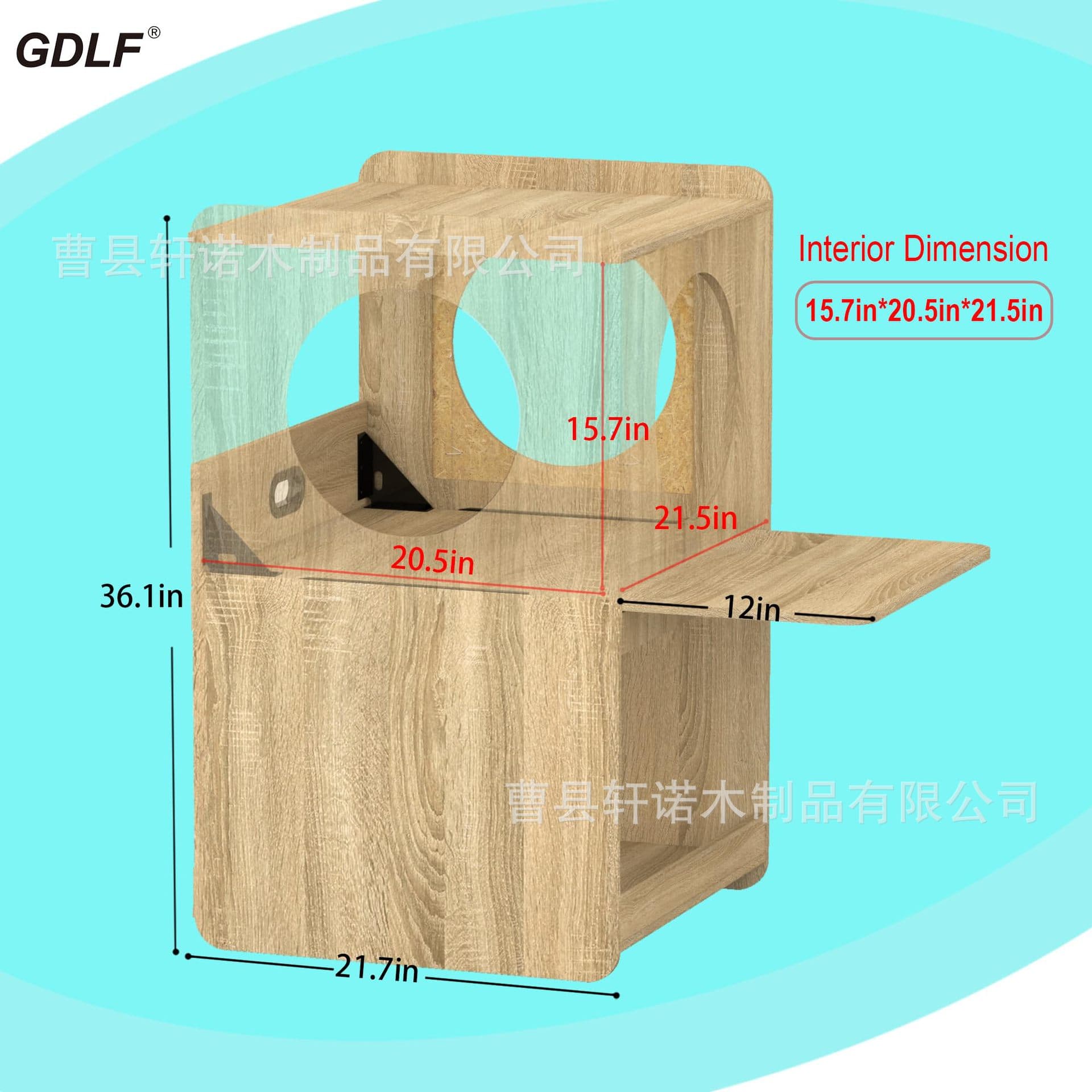 Wooden cat bed storage rack with feeder cabinet, cat viewing and resting platform, cat home, cat villa, pet supplies