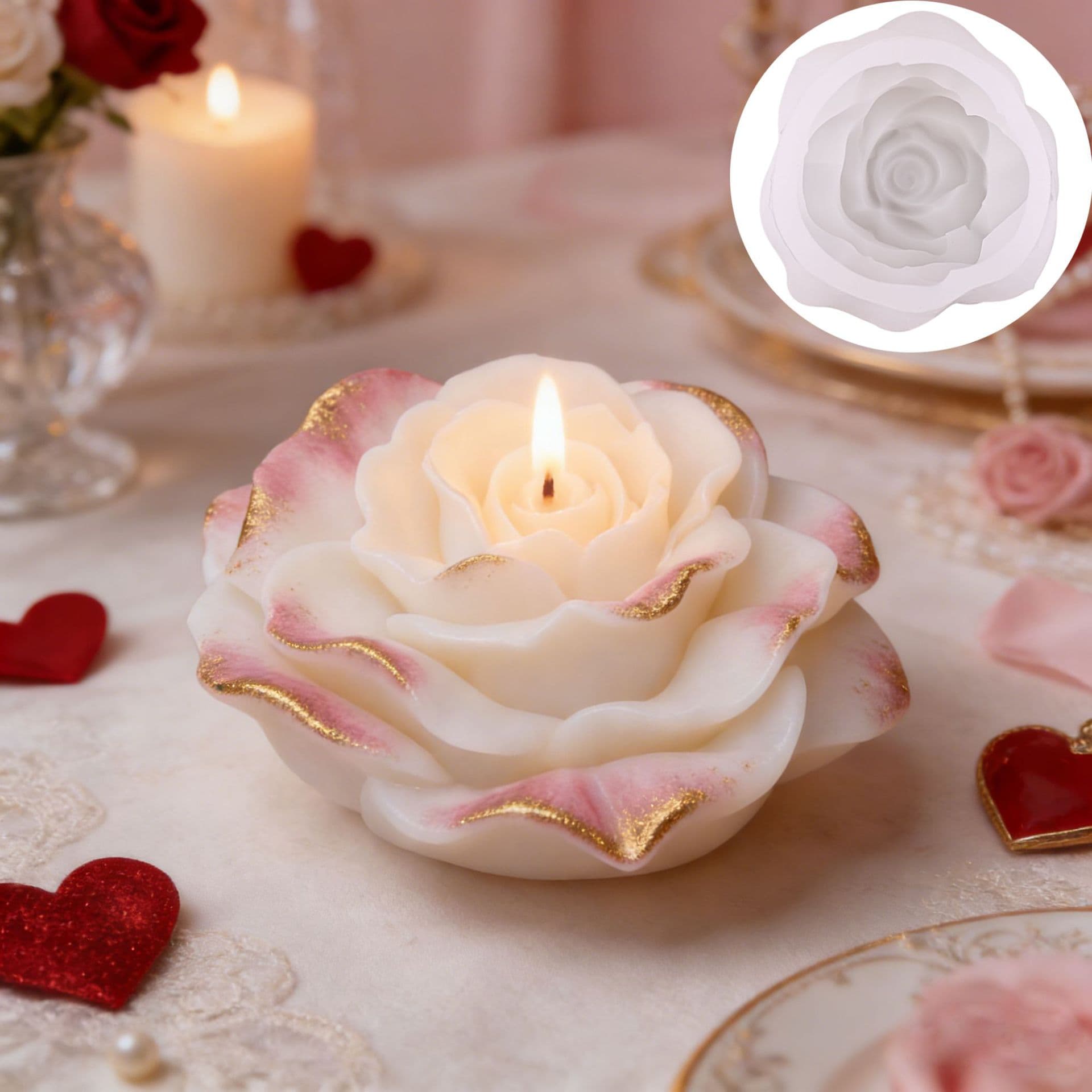 New Rose Flower Shape Candle Silicone Mold Valentine's Day Creative Decoration Making Tool