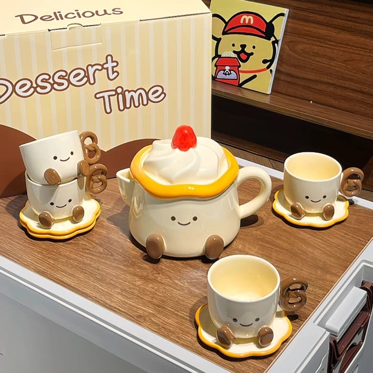 Customized Ceramic Waterware Set for Housewarming, Household Cup and Kettle Set, Living Room Cupware, High-End Ceramic Waterware Gift Box