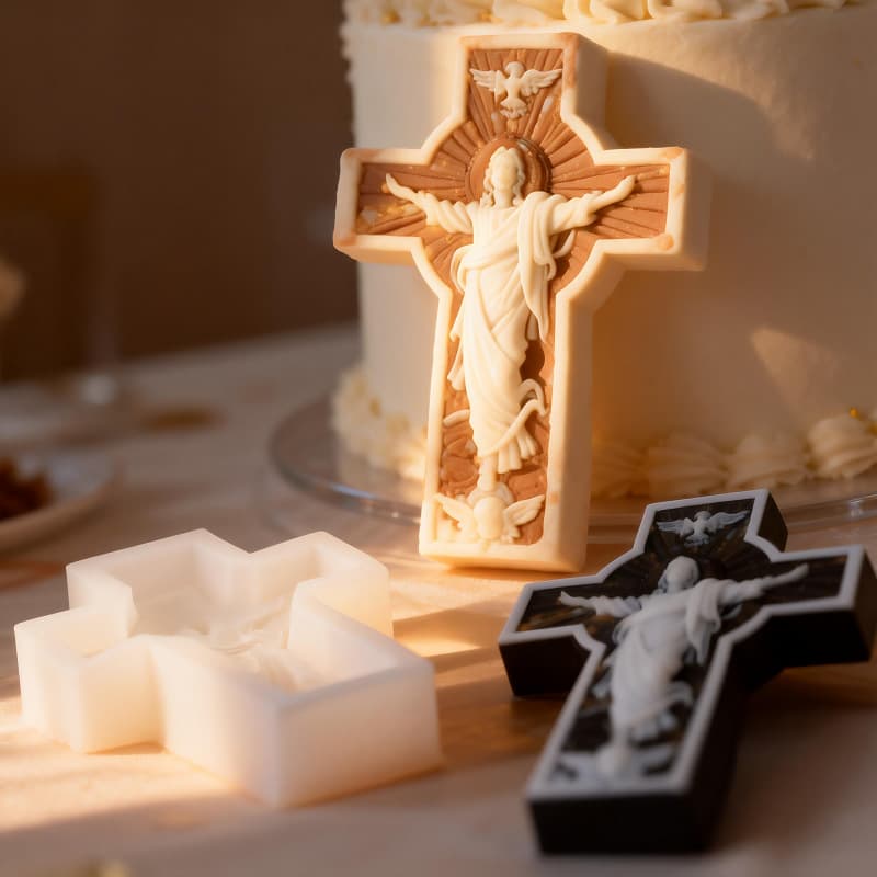 Floral Cross Silicone Mold Handmade Aromatherapy Candle DIY Home Decor Ornament
