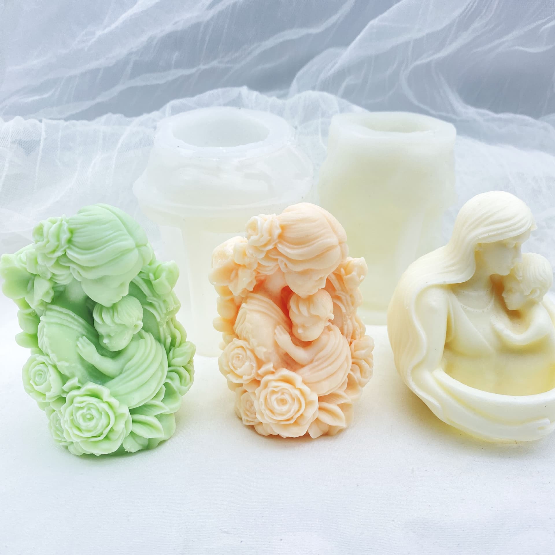 Cross-Border Mother's Day Aromatherapy Candle Silicone Mold DIY Mother and Child Plaster Home Decoration