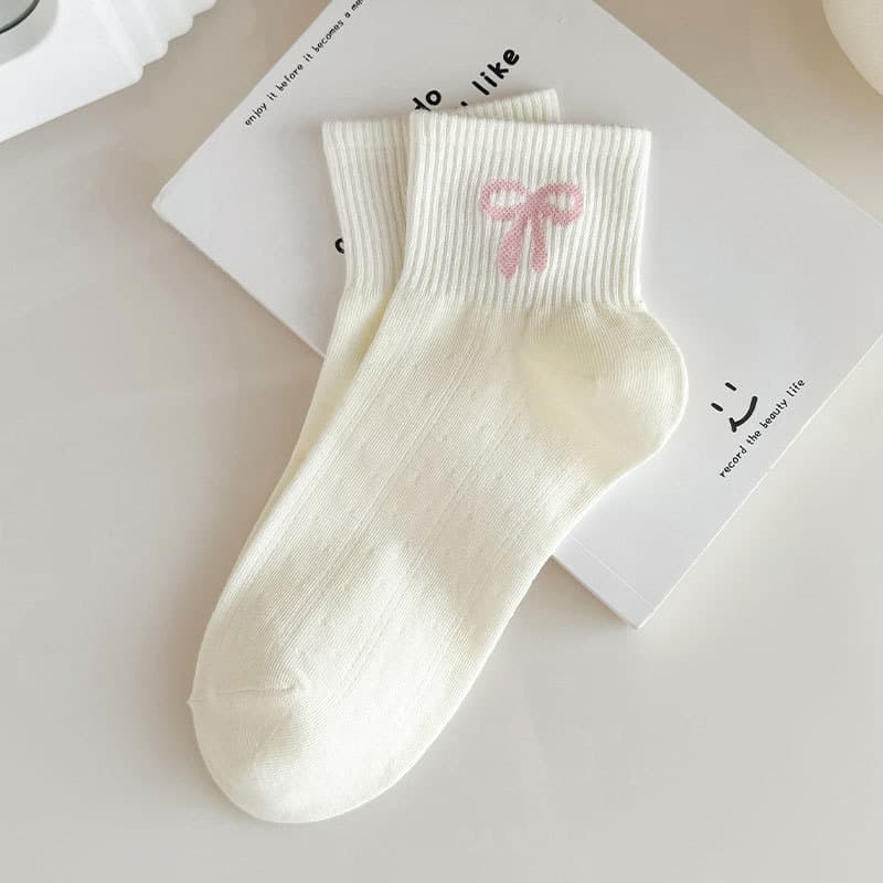 Women's Short Socks Spring Summer Thin Boat Socks Low-Cut Invisible Socks with Bow and Flower Design Versatile Sports Socks