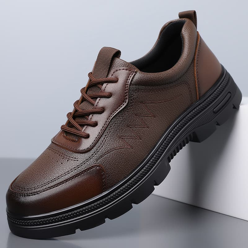 Autumn New Style Workwear Big Toe Thick Bottom Lace-up Men's Shoes Men's Business Casual Leather Shoes Men's All-Match Single Shoes Wholesale