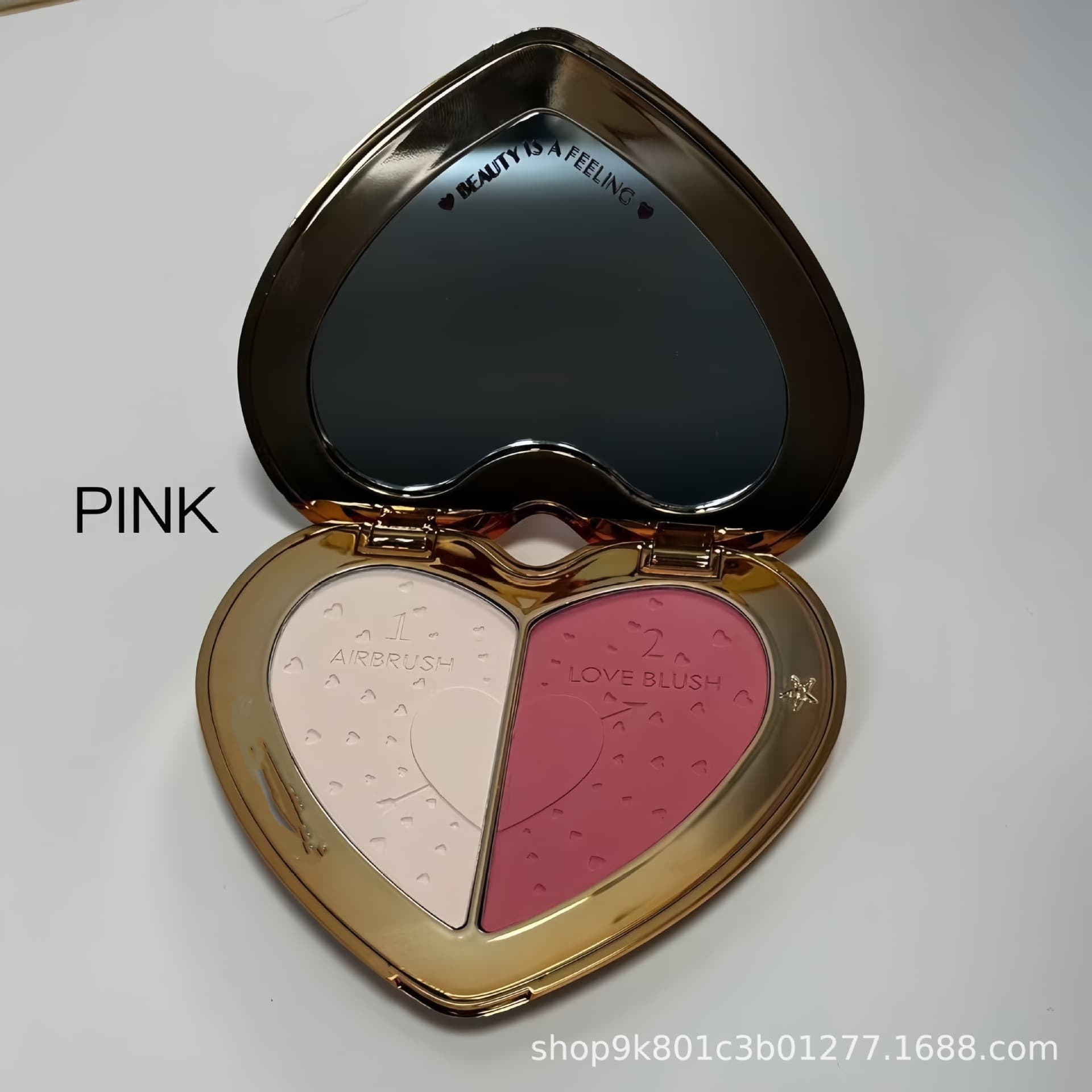 [Foreign Trade] Cross-Border 2025C New Product Flawless Radiant Heart-Shaped Two-Color Blush Palette Pink/Peach