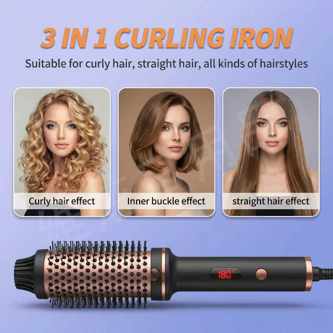 Cross-border hair comb with electric heating, multi-functional curling and straightening comb, negative ion roller comb, curling iron, two-in-one hair care.