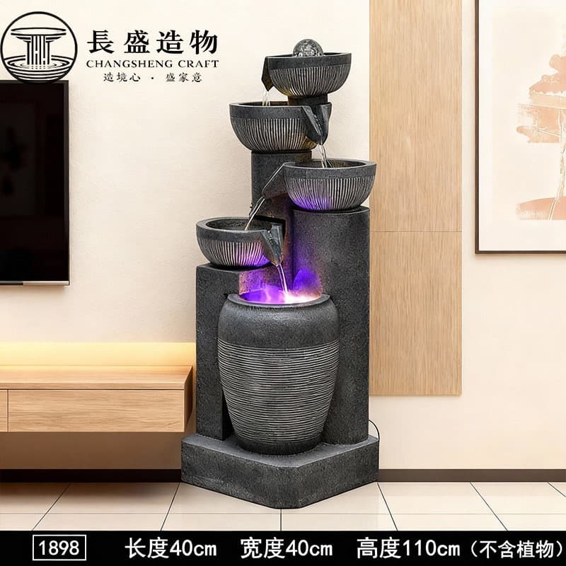 Luxury European-style Silent Water Flow Decoration for Living Room Office Floor Water Feature Entrance Fortune Decor Fountain
