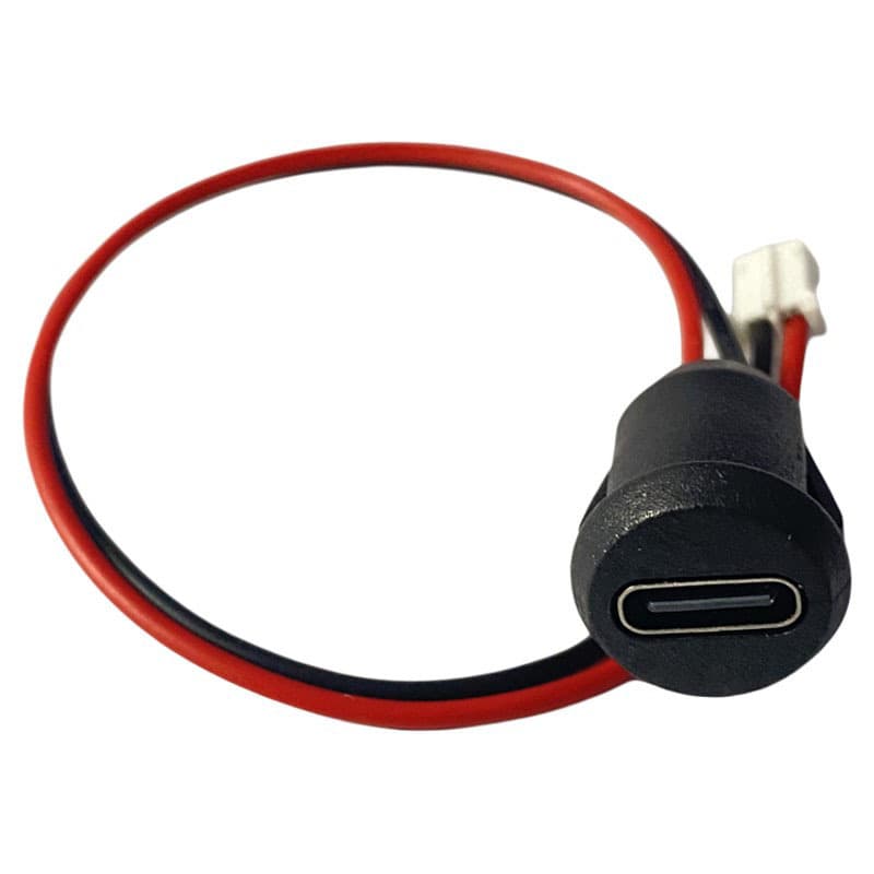 Type-C Female Socket C Port 2P Injection Molded Round Press-Fit USB Connector with LED Waterproof Female Header