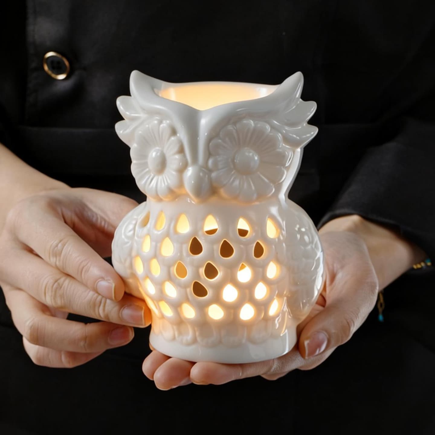 Creative Owl Ceramic Lattice Aroma Burner Craft Home Ceramic Scented Diffuser Air Purifying Ornament