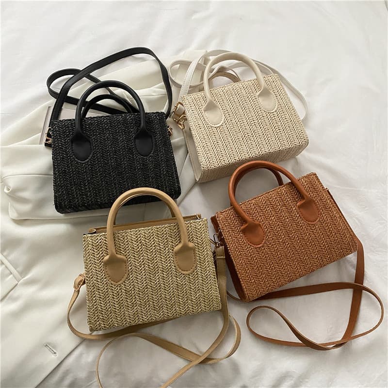 2024 New Style Bag Elegant Trendy Women's Shoulder Crossbody Bag Fashionable Solid Color Woven Style Retro Small Square Women