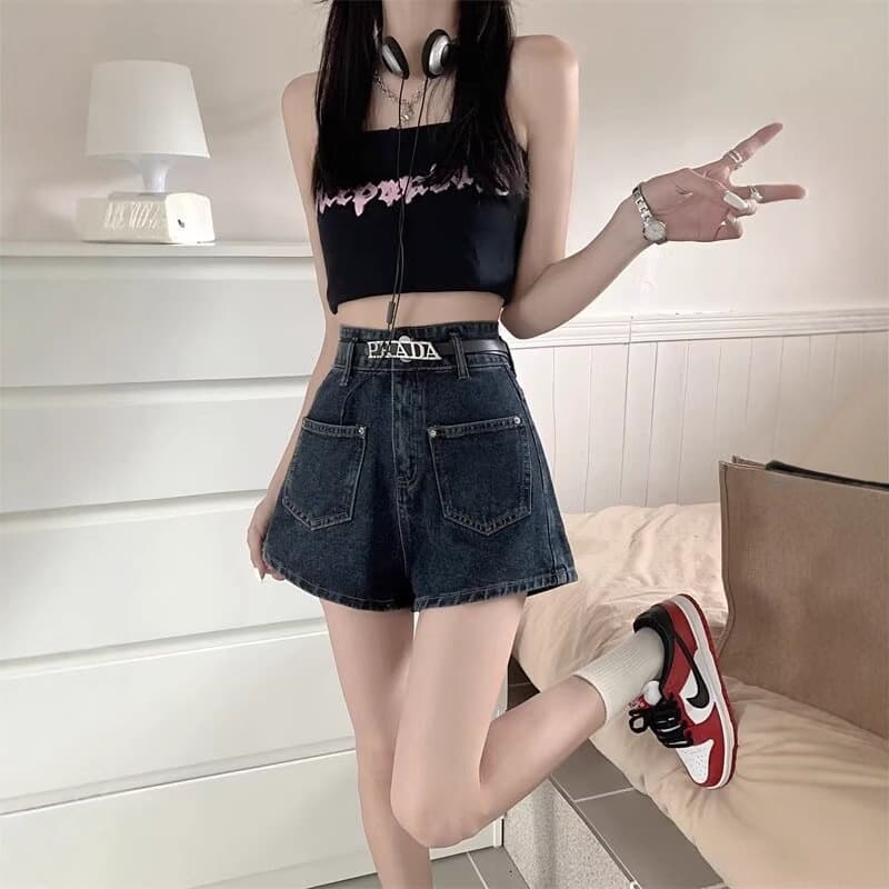 Women's Denim Shorts Real Photo Real Price Summer New Design High-Waist Slimming Wide-Leg A-Line Denim Shorts