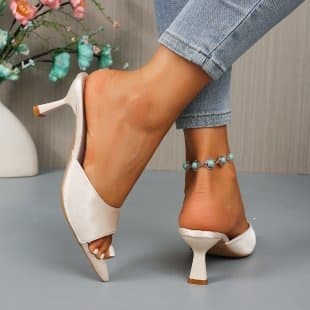 High Heel Pointed Toe Women's Sandals 2026 Summer New Fashion Cross-Border European and American Plus Size Ankle Strap Slippers for Women