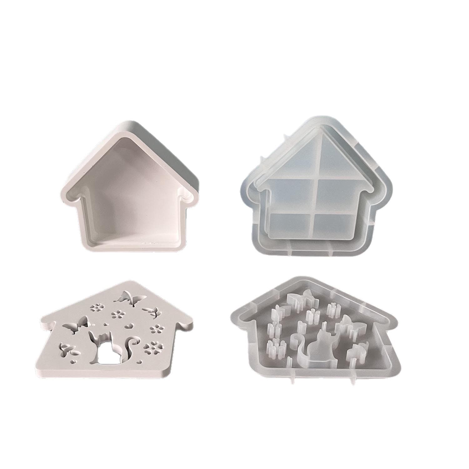 Cat House Silicone Mold for Resin Plaster Candle Night Light Holiday Decor