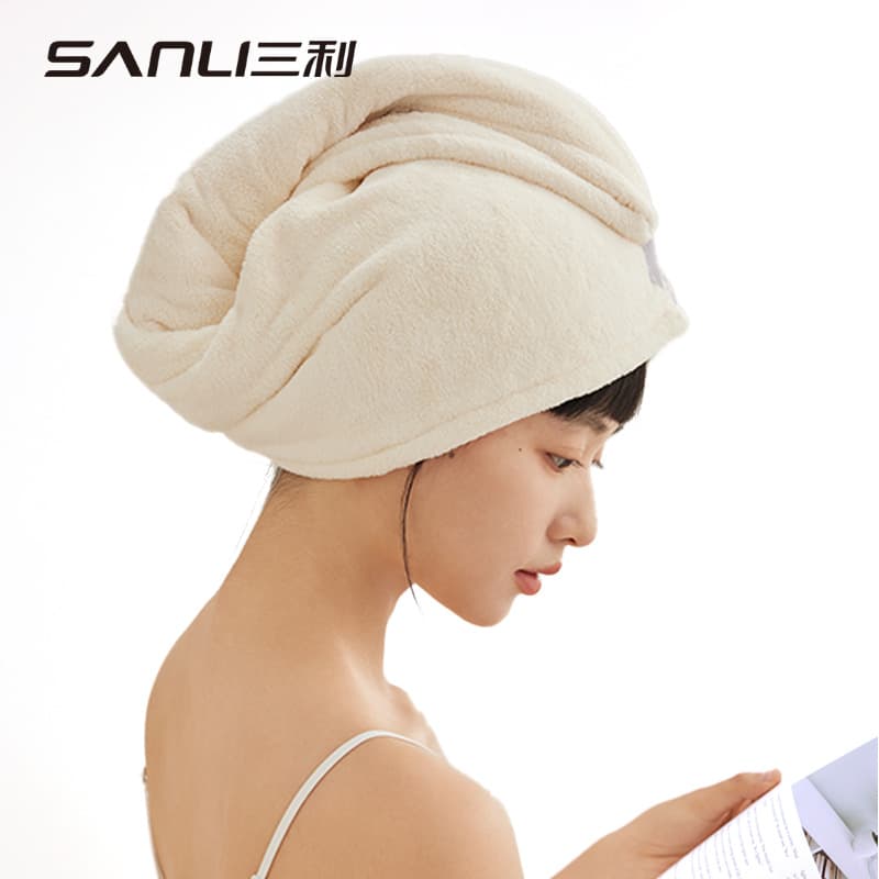 Sanli New Thick Hair Drying Cap for Women, Highly Absorbent, Solid Color, Large Adult Towel Shower Cap